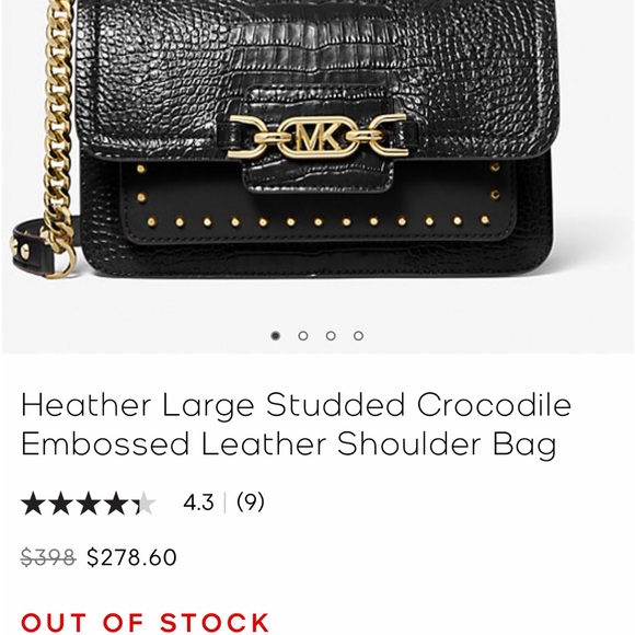 MK MICHAEL KORS Heather Large Studded Crocodile Embossed Leather Shoulder Bag - Picture 4 of 16